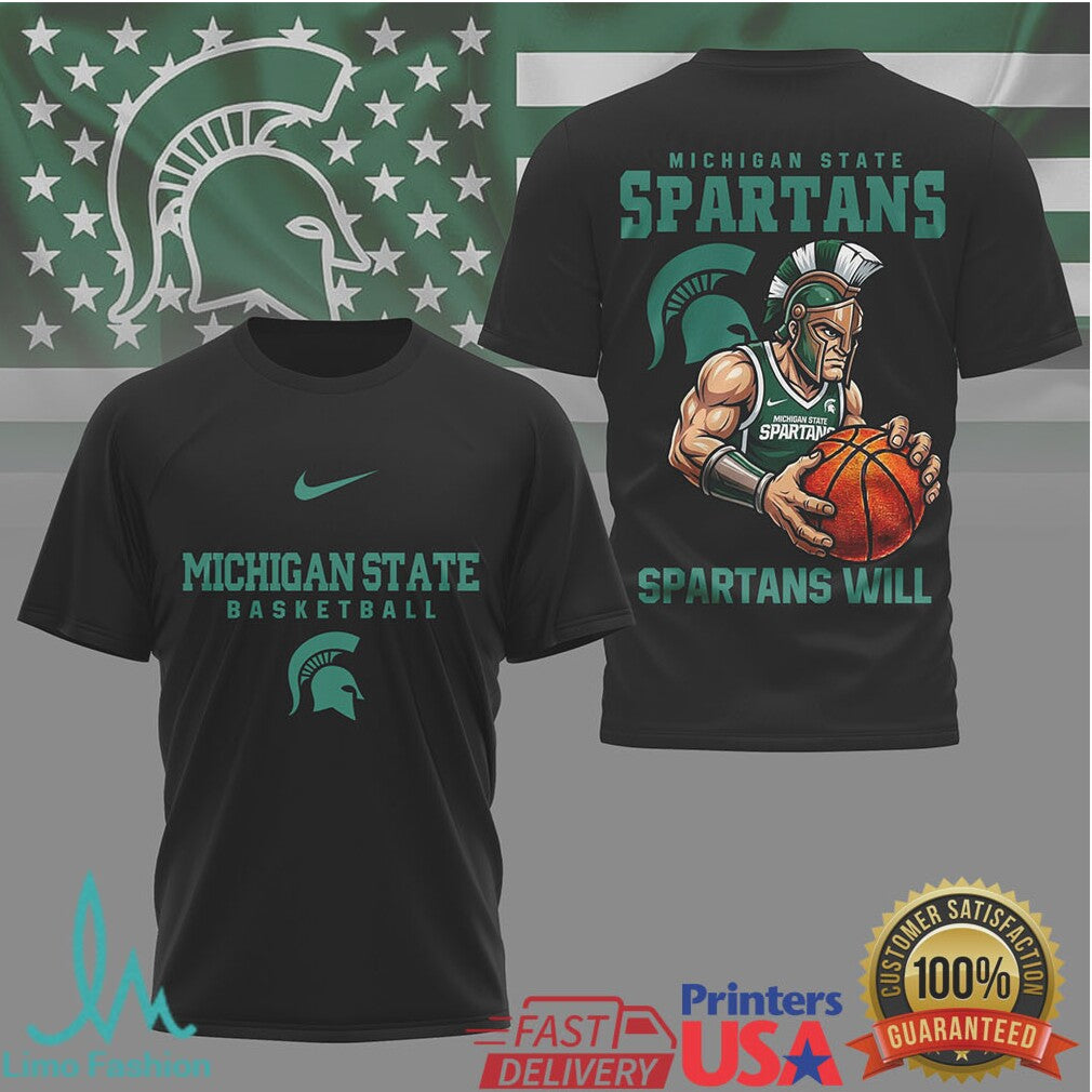 Michigan State Spartans Basketball Shirt Spartans Will Graphic Tee - Limotees LLC
