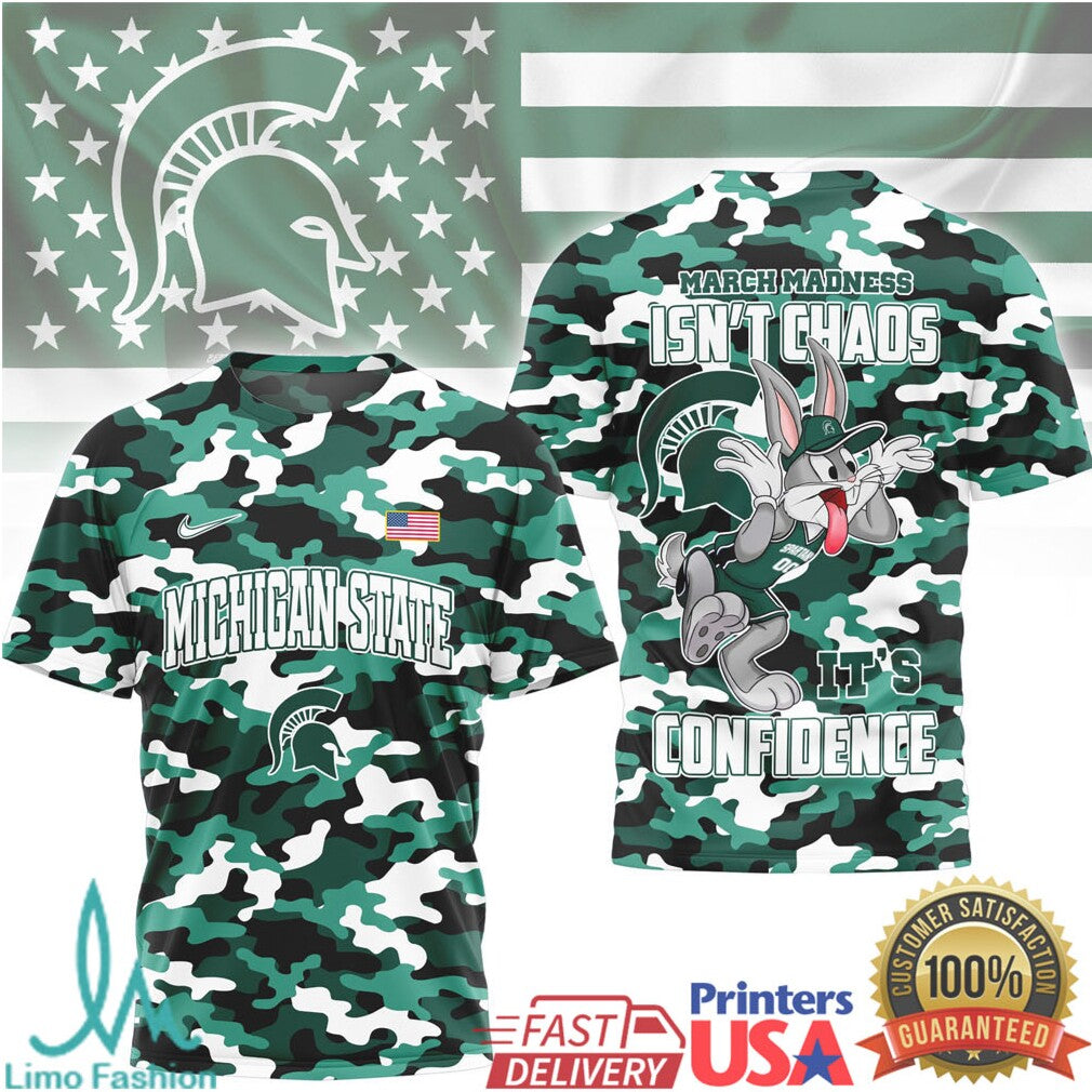 Michigan State Spartans March Madness Confidence Camo T Shirt - Limotees LLC