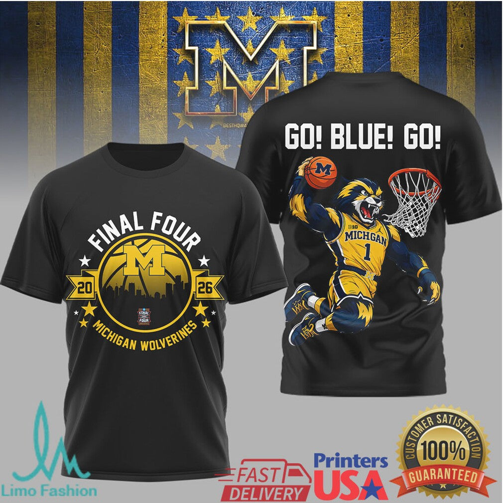 Michigan Wolverines 2026 Final Four Basketball Go Blue T Shirt - Limotees LLC