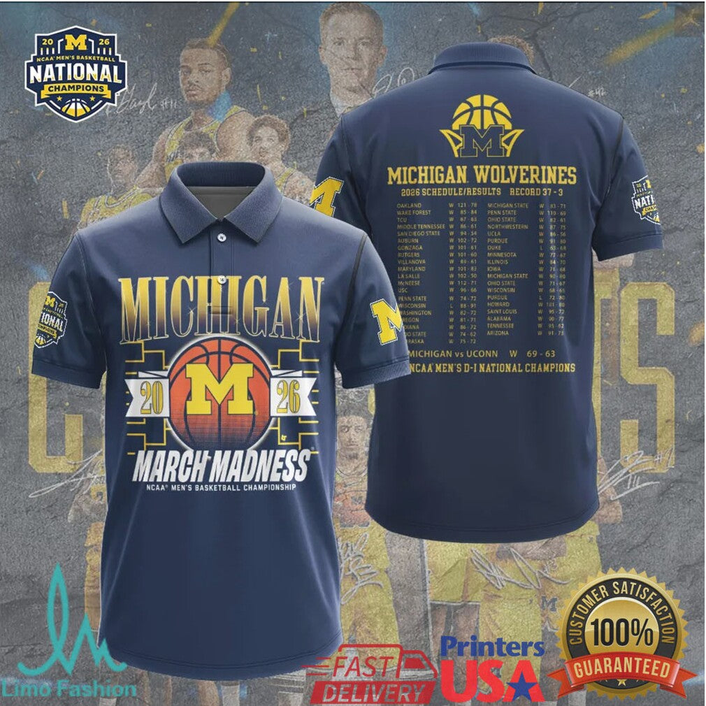 Michigan Wolverines 2026 March Madness NCAA Men's Basketball National Champions T Shirt - Limotees LLC
