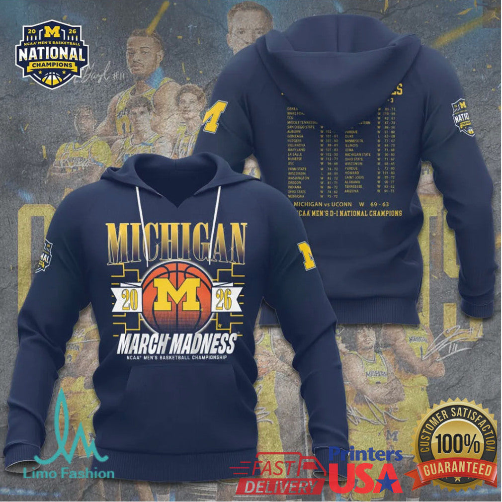 Michigan Wolverines 2026 March Madness NCAA Men's Basketball National Champions T Shirt - Limotees LLC