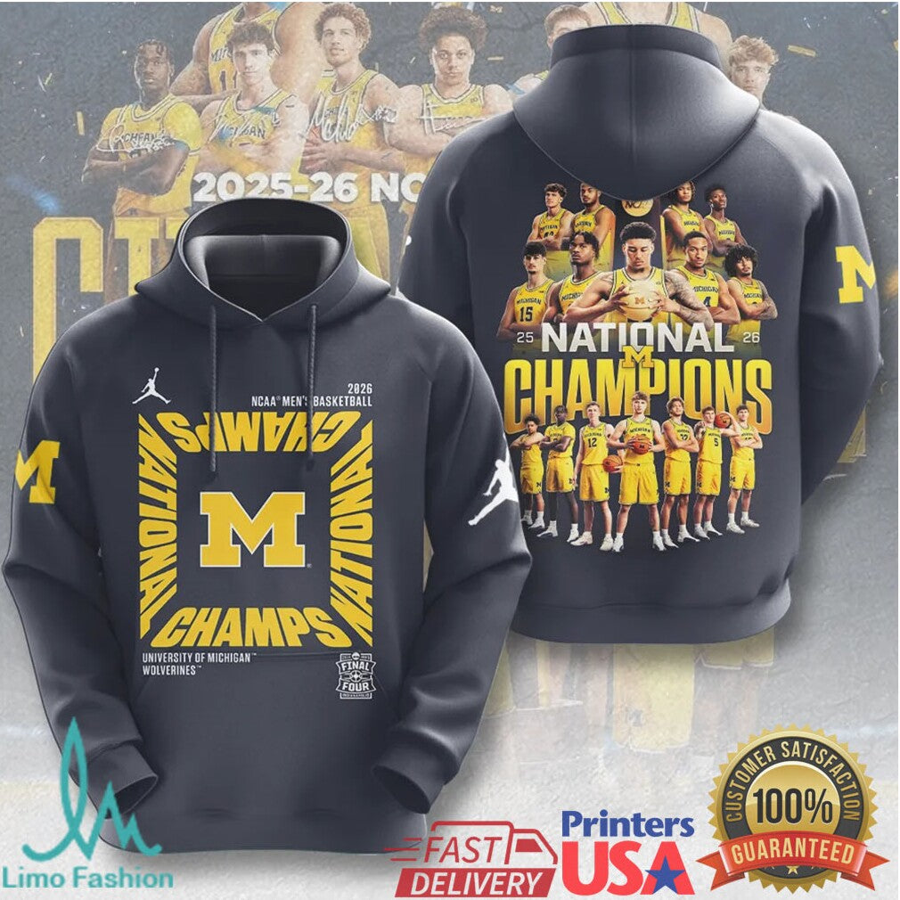 Michigan Wolverines 2026 NCAA Men's Basketball National Champions Navy Vintage Style Men Fans T Shirt - Limotees LLC