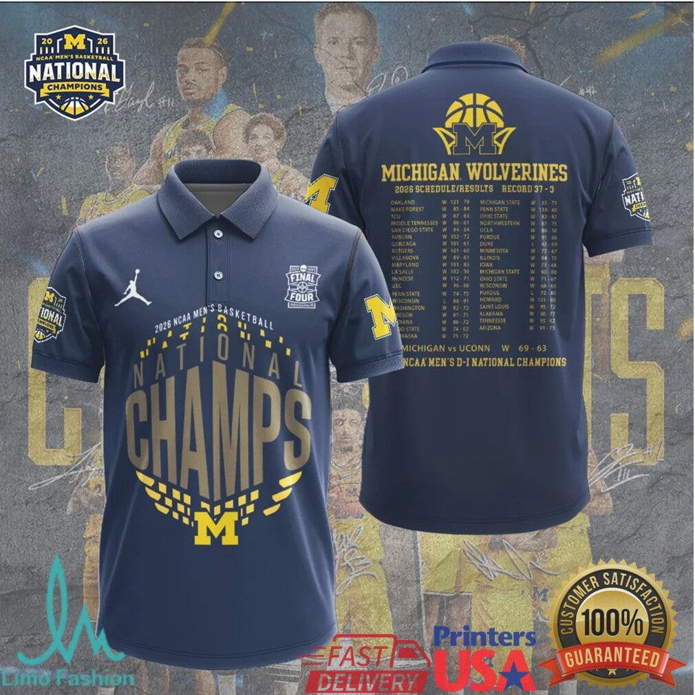 Michigan Wolverines 2026 NCAA Men's Basketball National Champions Schedule T Shirt T Shirt - Limotees LLC