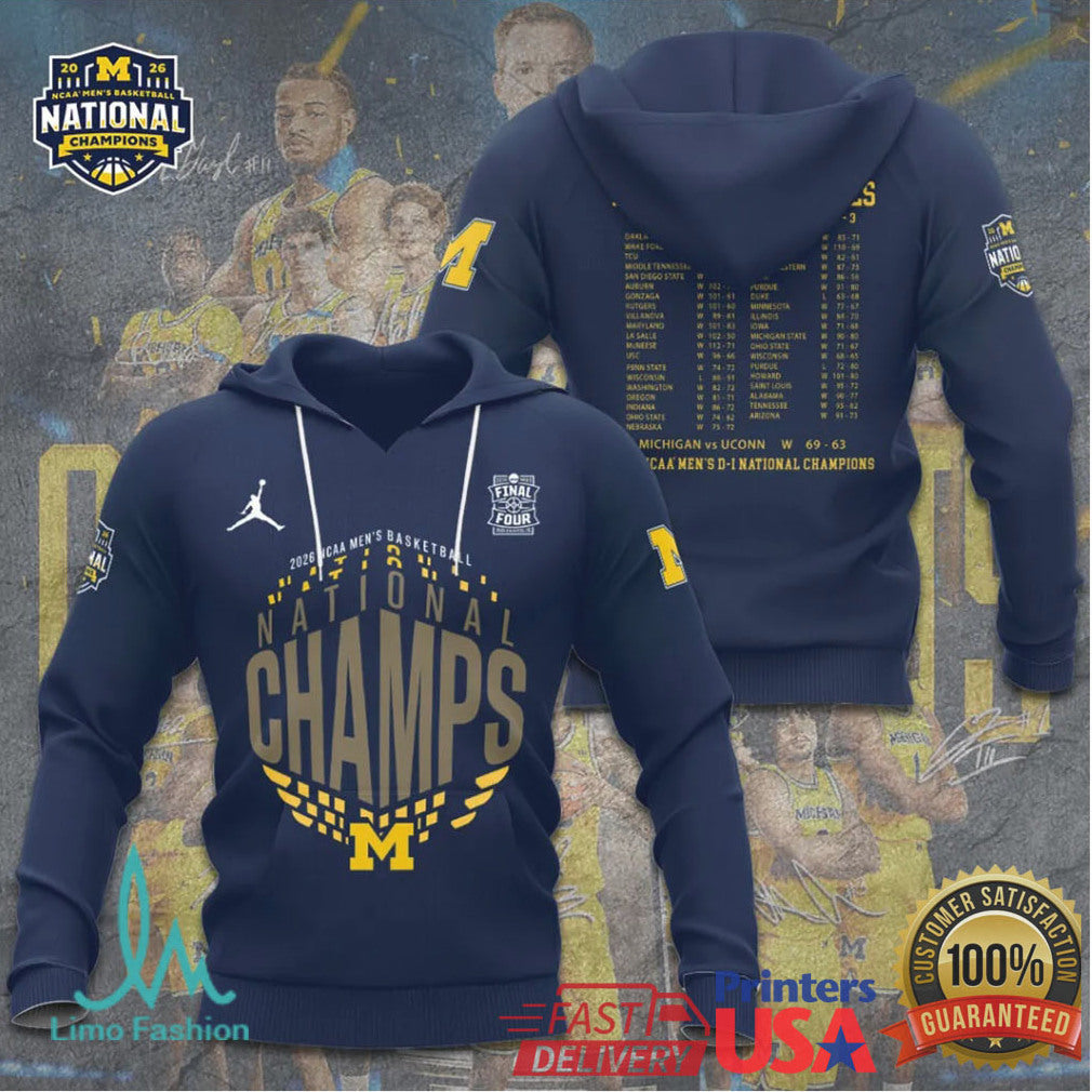 Michigan Wolverines 2026 NCAA Men's Basketball National Champions Schedule T Shirt T Shirt - Limotees LLC