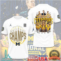 Michigan Wolverines 2026 NCAA Men's Basketball National Champions Team Roster White Fans T Shirt - Limotees LLC