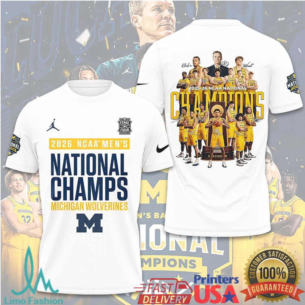 Michigan Wolverines 2026 NCAA Men's Basketball National Champions White Retro Style Men Fans T Shirt - Limotees LLC