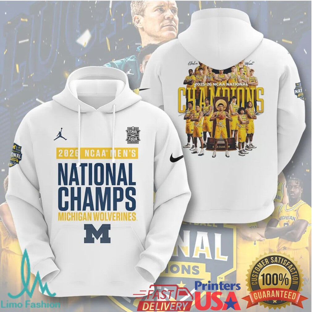 Michigan Wolverines 2026 NCAA Men's Basketball National Champions White Retro Style Men Fans T Shirt - Limotees LLC