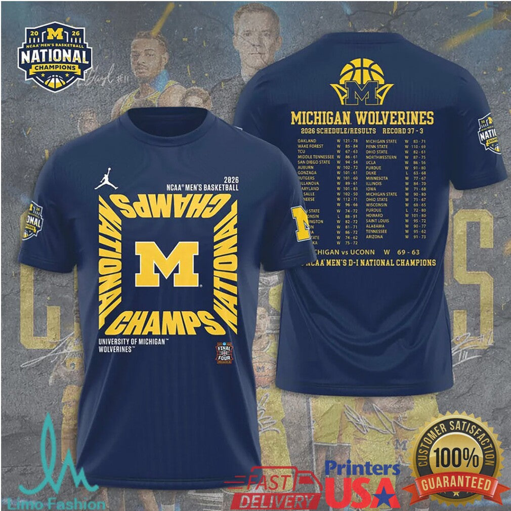 Michigan Wolverines 2026 NCAA Men's Basketball National Champs Jordan Brand Style T Shirt - Limotees LLC