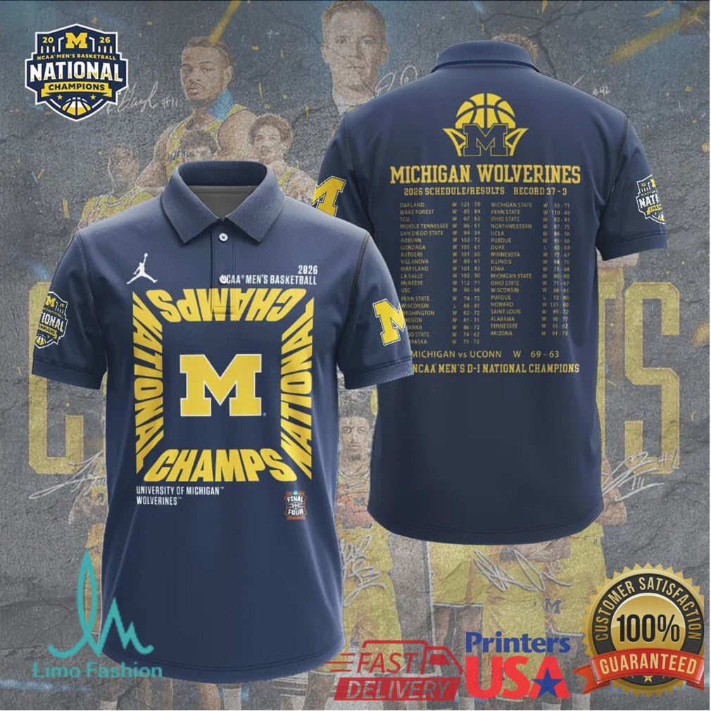 Michigan Wolverines 2026 NCAA Men's Basketball National Champs Jordan Brand Style T Shirt - Limotees LLC