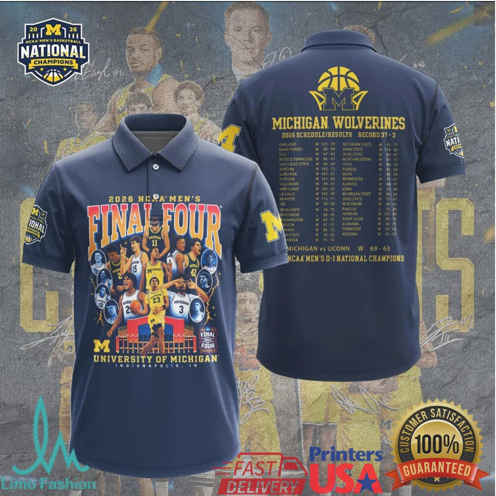 Michigan Wolverines 2026 NCAA Men's Final Four National Champions Schedule T Shirt - Limotees LLC