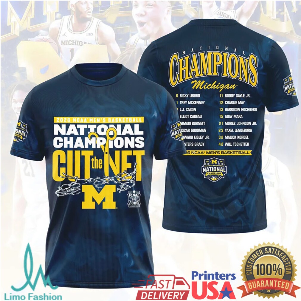 Michigan Wolverines 2026 National Champions “Cut The Net” Roster T Shirt T Shirt - Limotees LLC
