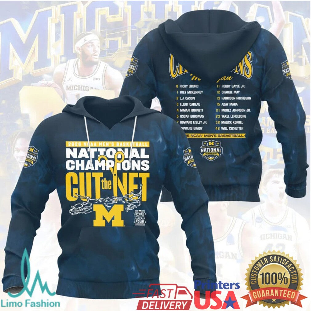 Michigan Wolverines 2026 National Champions “Cut The Net” Roster T Shirt T Shirt - Limotees LLC