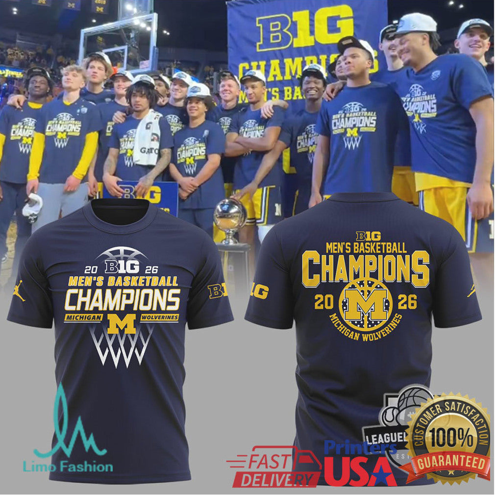 Michigan Wolverines Big 10 Men's Basketball Champions 2026 T Shirt - Limotees LLC