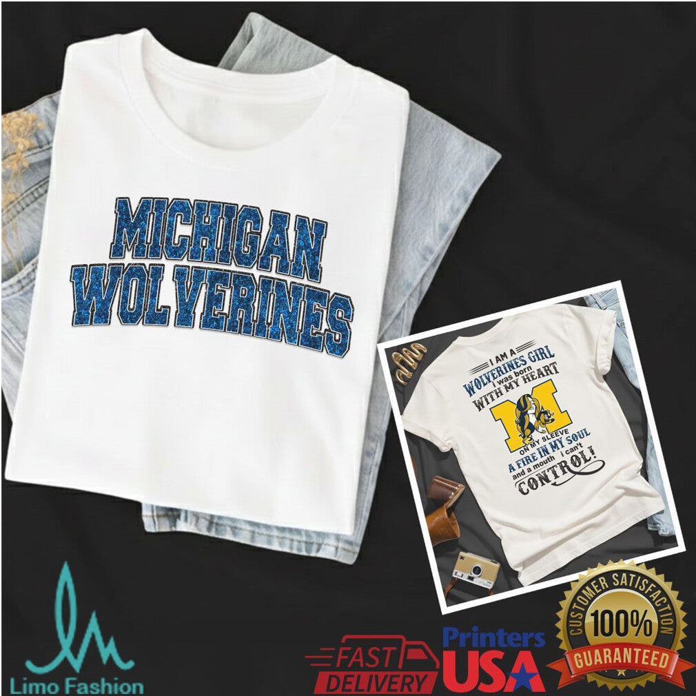 Michigan Wolverines Girl Heart Soul & Mouth I Can't Control T Shirt - Limotees LLC