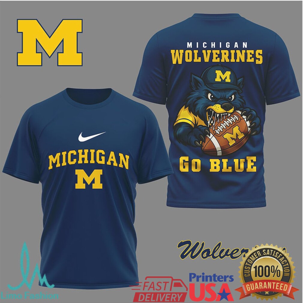 Michigan Wolverines “Go Blue” Mascot Football Graphic T Shirt - Limotees LLC