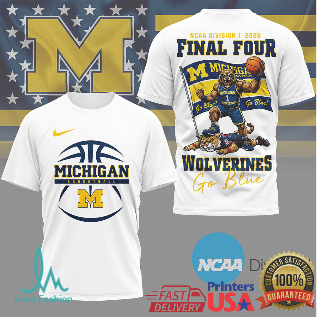 Michigan Wolverines NCAA Division I 2026 Final Four Basketball Go Blue T Shirt - Limotees LLC