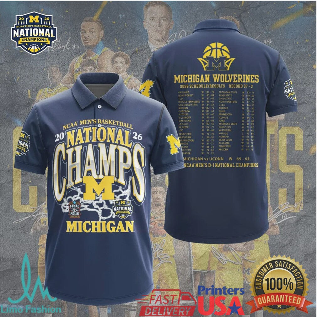 Michigan Wolverines NCAA Men's Basketball National Champs 2026 Official Logo T Shirt - Limotees LLC