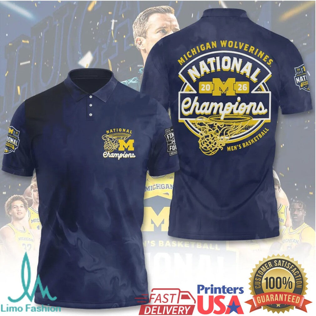 Michigan Wolverines National Champions 2026 Men's Basketball Final Four Navy Retro Fans T Shirt - Limotees LLC
