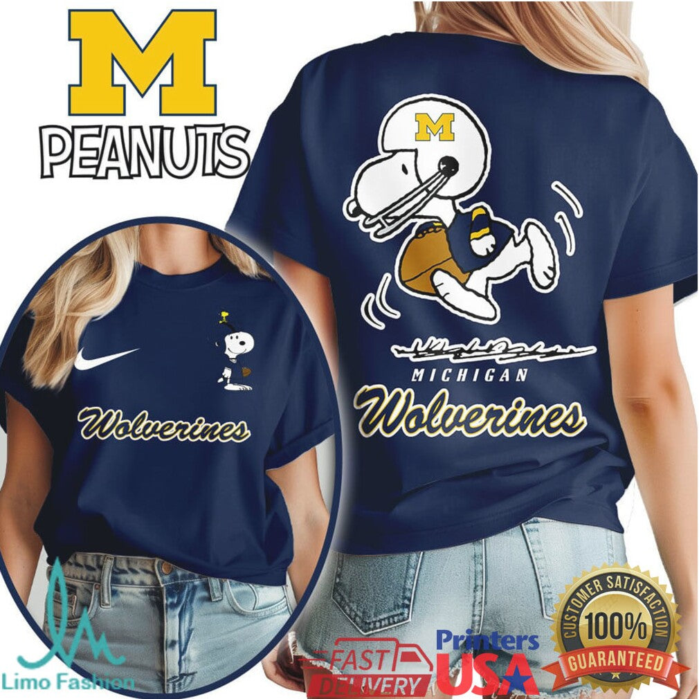 Michigan Wolverines Snoopy Peanuts Football Game Day T Shirt - Limotees LLC