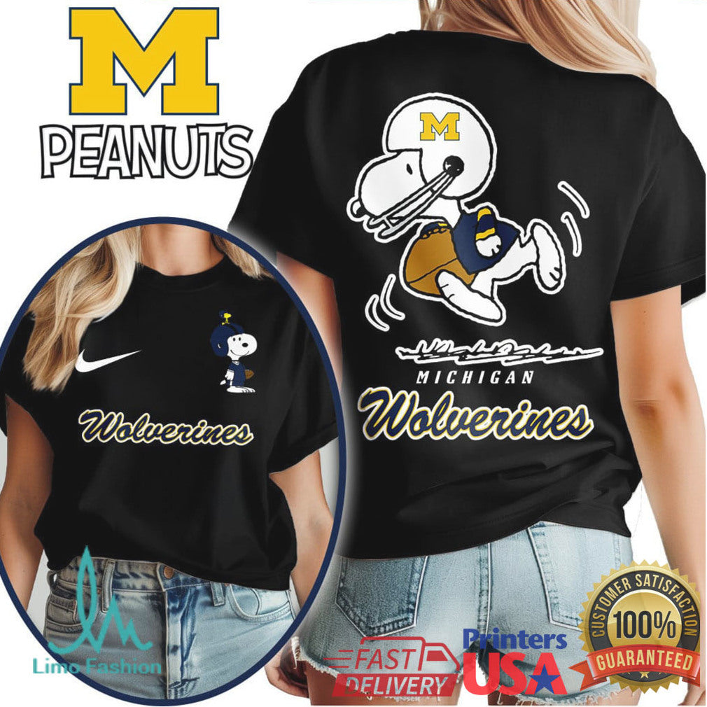 Michigan Wolverines Snoopy Peanuts Football Game Day T Shirt - Limotees LLC