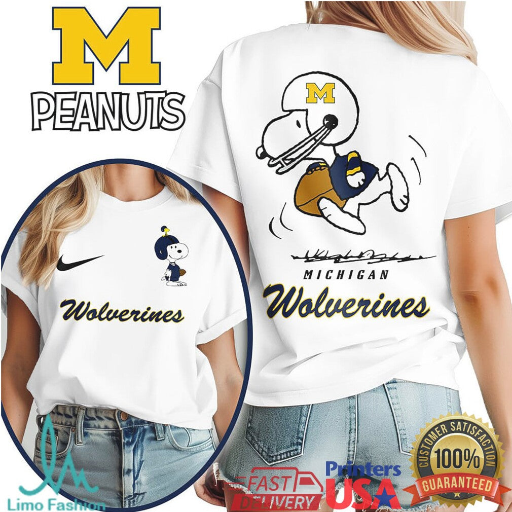 Michigan Wolverines Snoopy Peanuts Football Game Day T Shirt - Limotees LLC