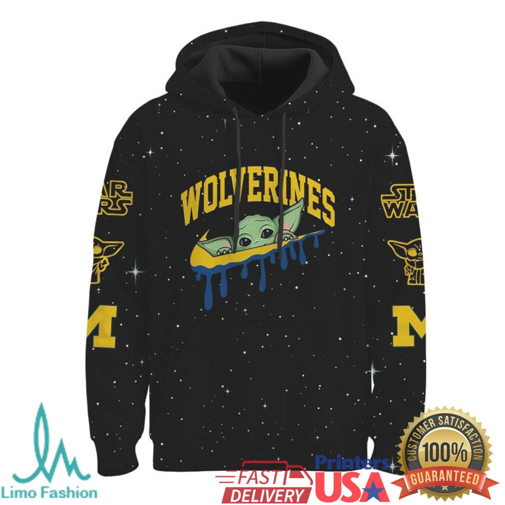 Michigan Wolverines Star Wars Grogu Go Blue Win We Will 3D T Shirt - Limotees LLC