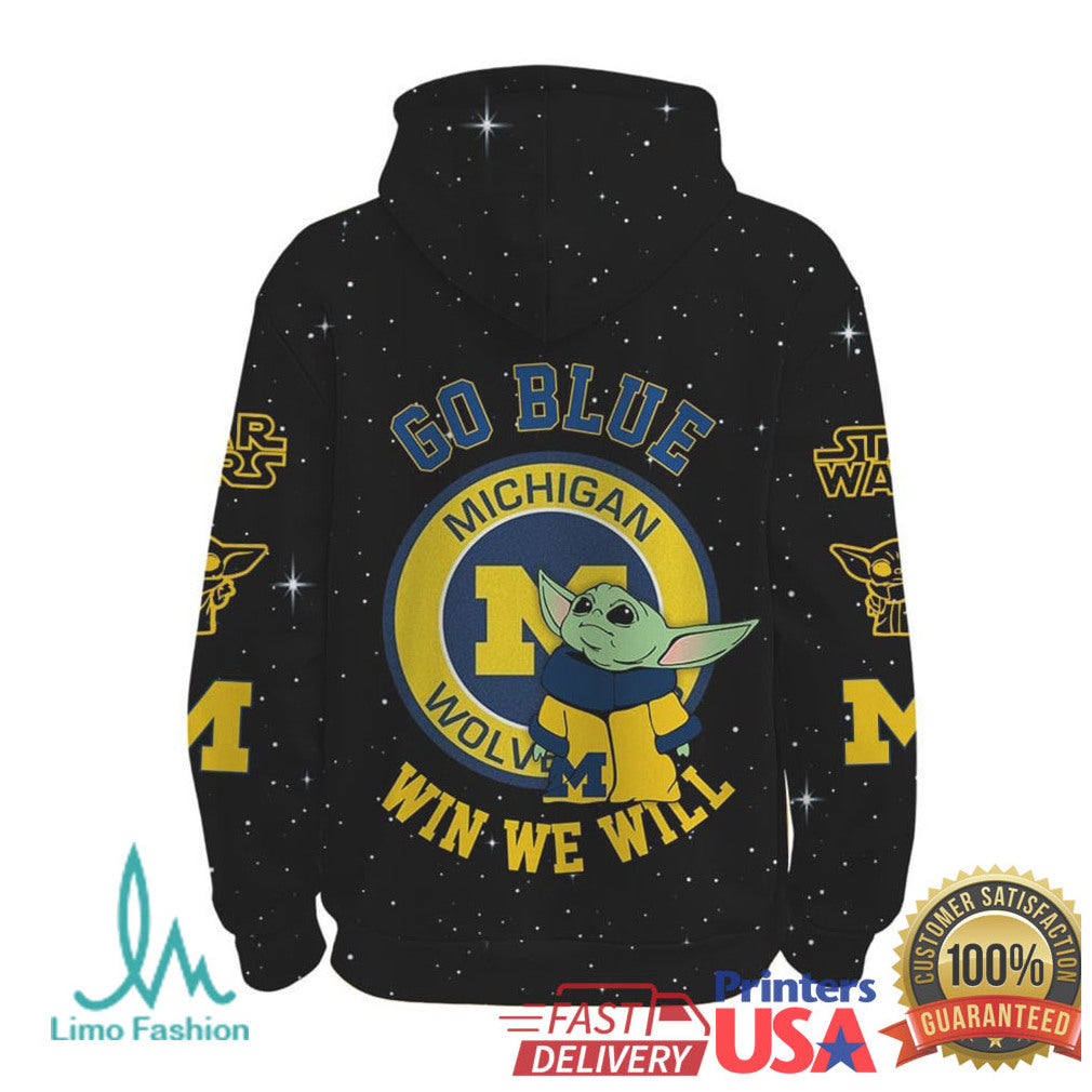 Michigan Wolverines Star Wars Grogu Go Blue Win We Will 3D T Shirt - Limotees LLC