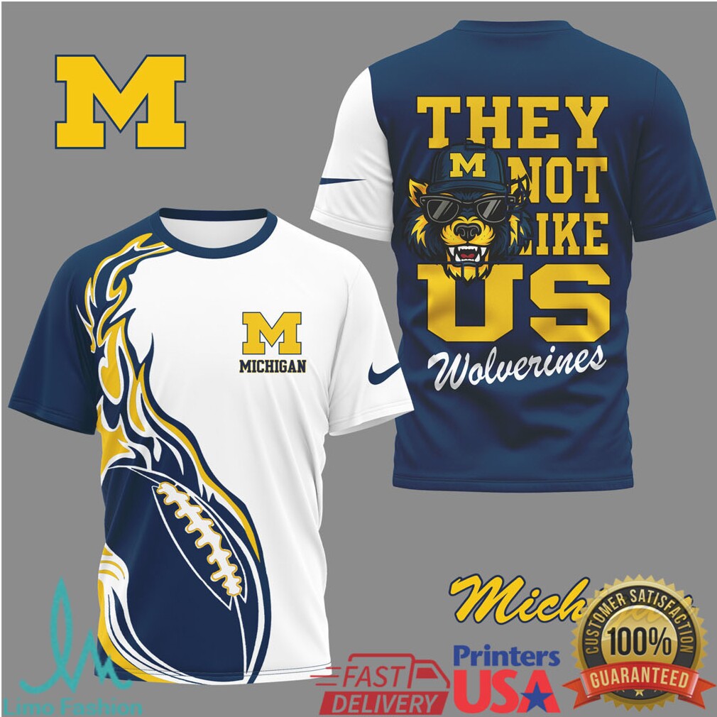 Michigan Wolverines “They Not Like Us” Mascot Dual Tone T Shirt - Limotees LLC