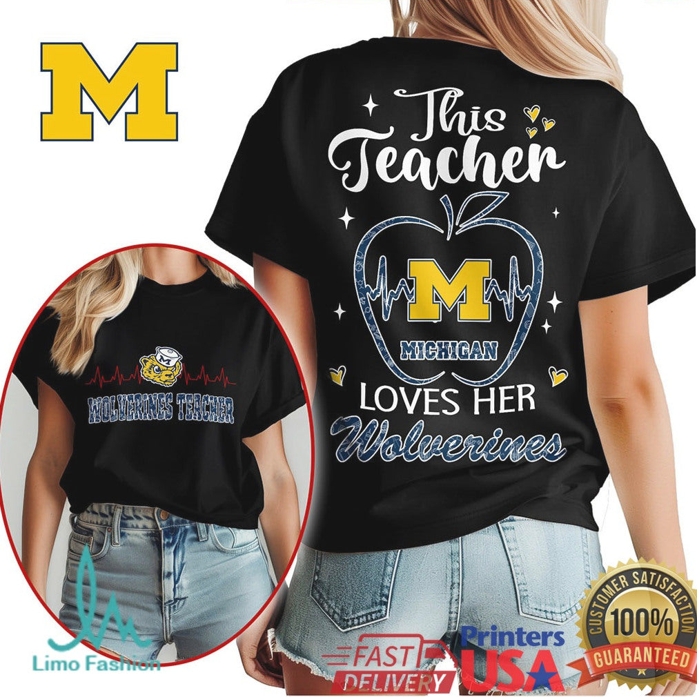 Michigan Wolverines This Teacher Loves Her Wolverines T Shirt - Limotees LLC