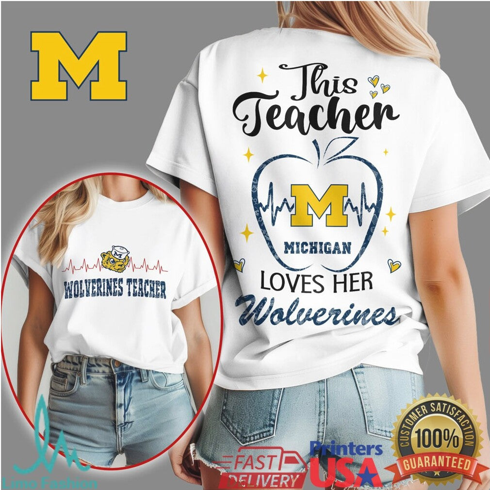 Michigan Wolverines This Teacher Loves Her Wolverines T Shirt - Limotees LLC