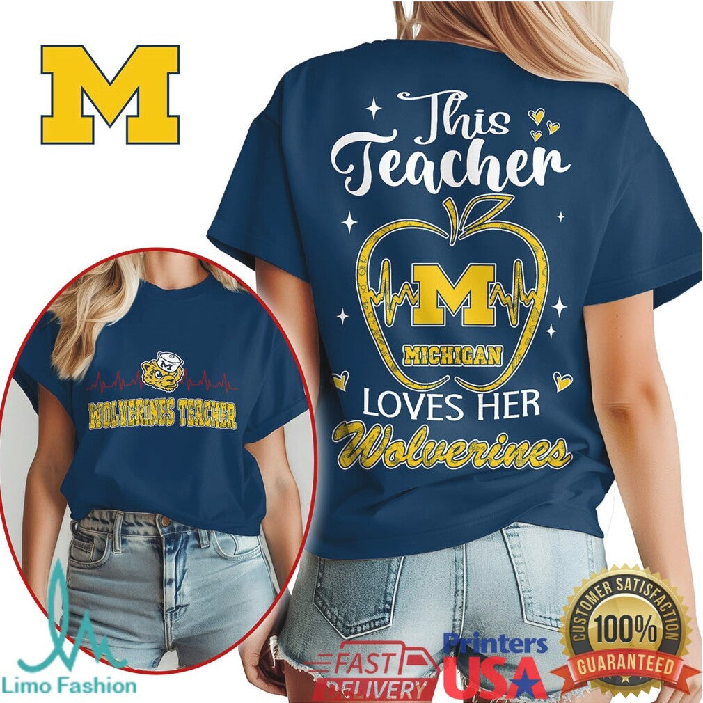 Michigan Wolverines This Teacher Loves Her Wolverines T Shirt - Limotees LLC