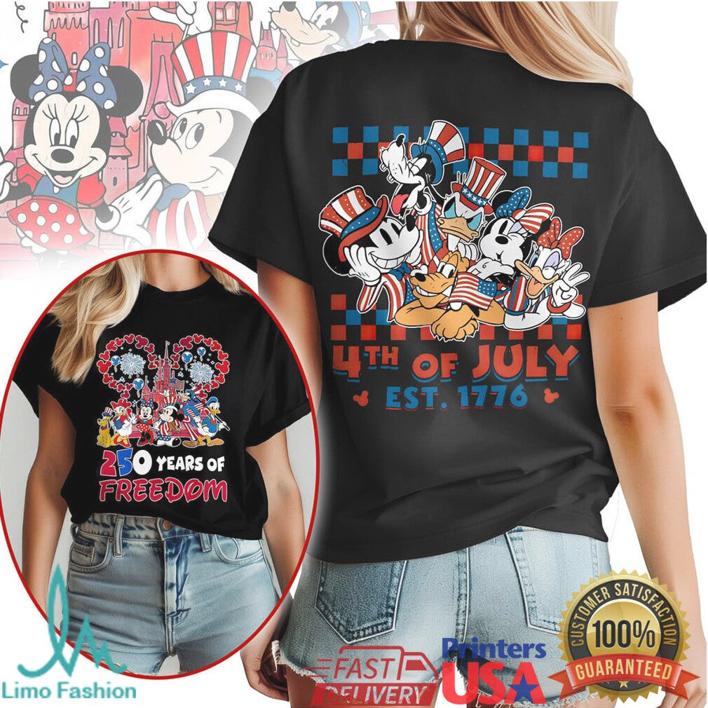 Mickey & Friends Disney 4th of July Est 1776 250 Years of Freedom T Shirt - Limotees LLC