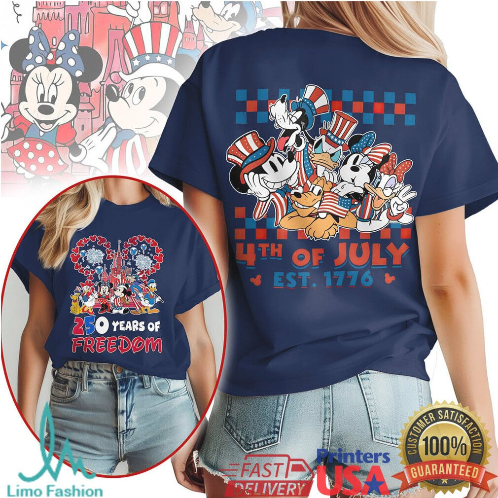 Mickey & Friends Disney 4th of July Est 1776 250 Years of Freedom T Shirt - Limotees LLC