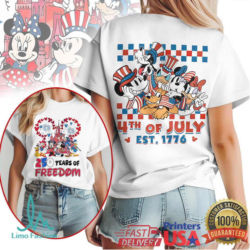 Mickey & Friends Disney 4th of July Est 1776 250 Years of Freedom T Shirt - Limotees LLC