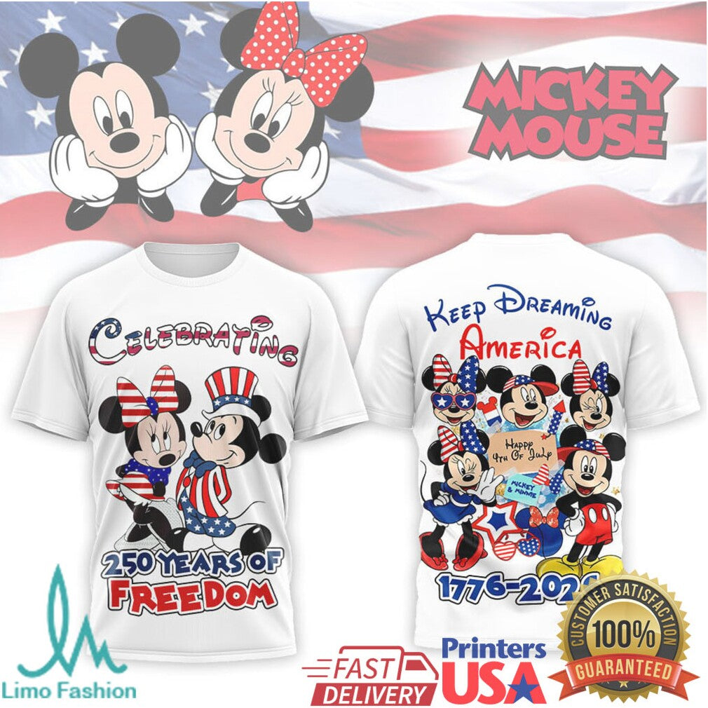 Mickey & Minnie Mouse America 250 Years of Freedom 1776 2026 T Shirt - Limotees LLC