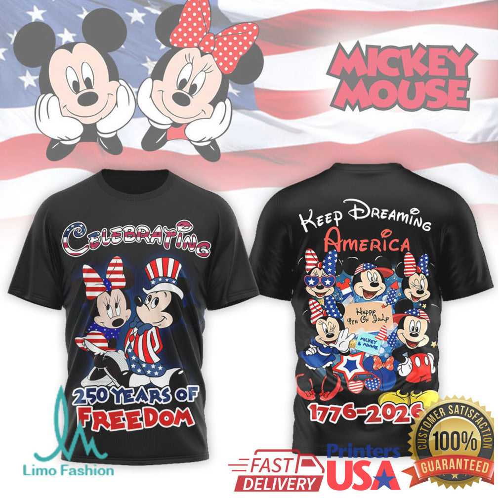 Mickey & Minnie Mouse America 250 Years of Freedom 1776 2026 T Shirt - Limotees LLC
