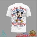 Mickey Mouse Bless America 250th Anniversary T Shirt Disney Patriotic 1776 2026 - Limotees LLC