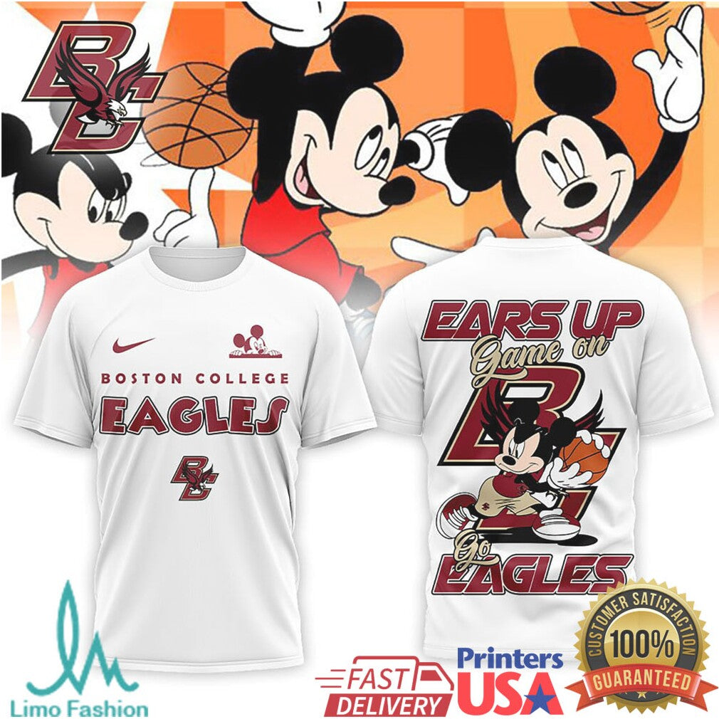 Mickey Mouse Boston College Eagles Basketball Ears Up Game On T Shirt - Limotees LLC
