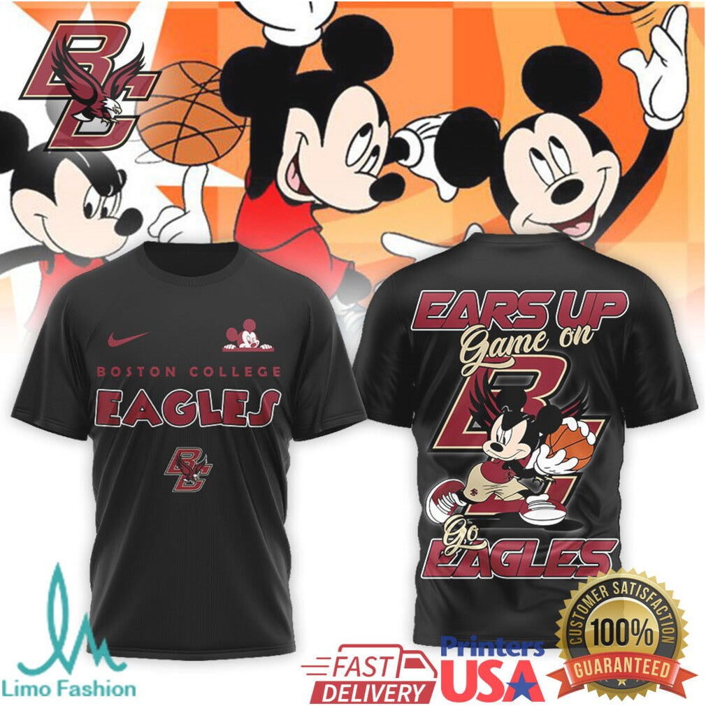 Mickey Mouse Boston College Eagles Basketball Ears Up Game On T Shirt - Limotees LLC