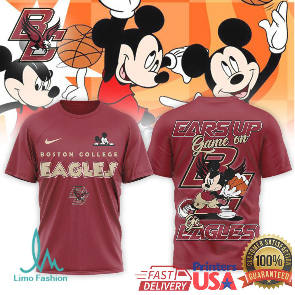 Mickey Mouse Boston College Eagles Basketball Ears Up Game On T Shirt - Limotees LLC