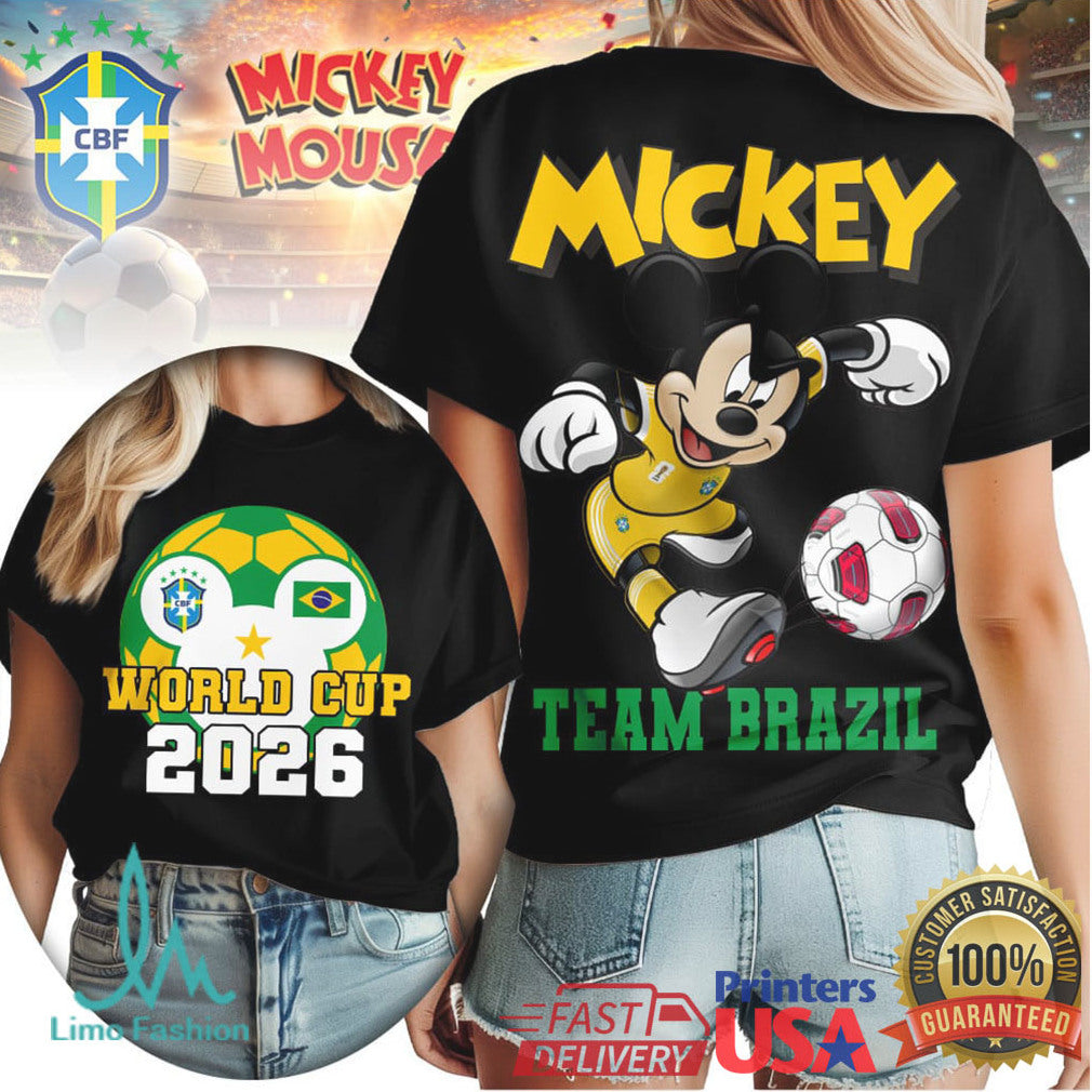 Mickey Mouse Brazil Football World Cup 2026 Graphic T Shirt - Limotees LLC