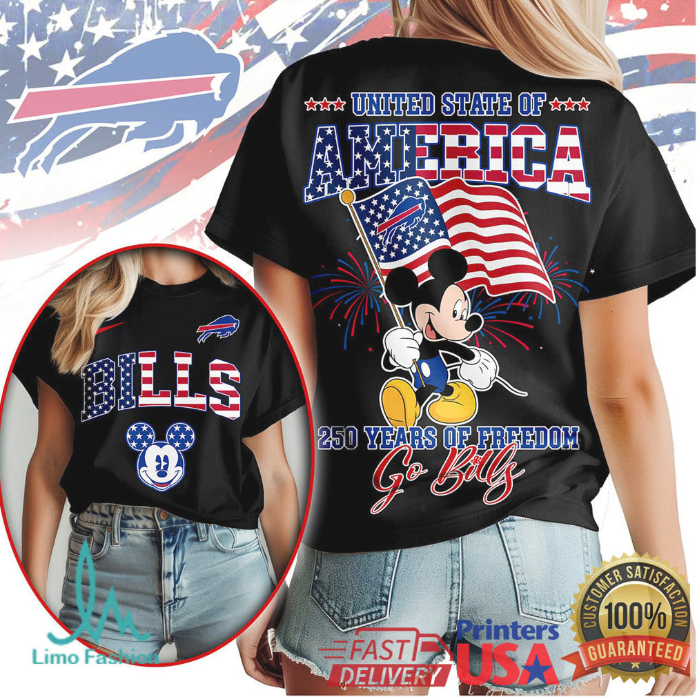 Mickey Mouse Buffalo Bills 250 Years Of Freedom USA Anniversary T Shirt - Limotees LLC