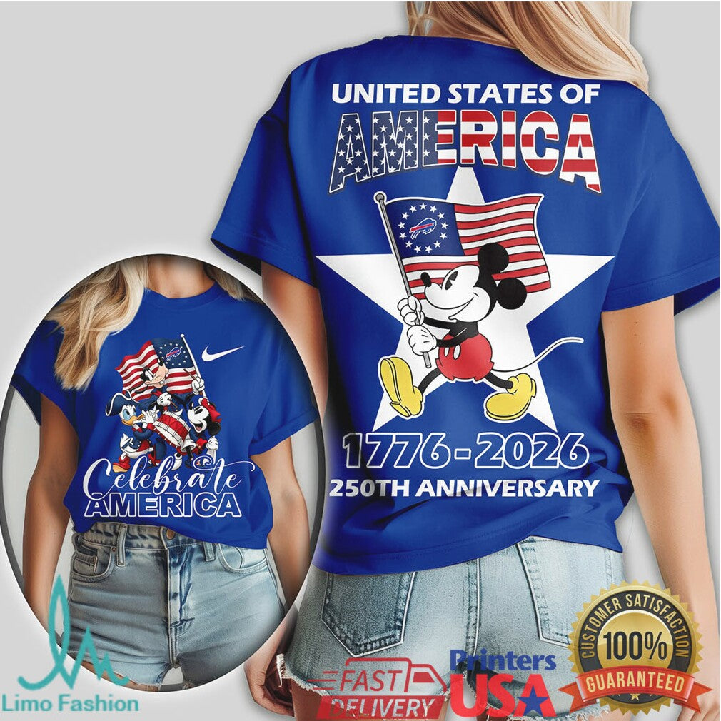 Mickey Mouse Buffalo Bills Celebrate America 1776 2026 250th Anniversary T Shirt - Limotees LLC