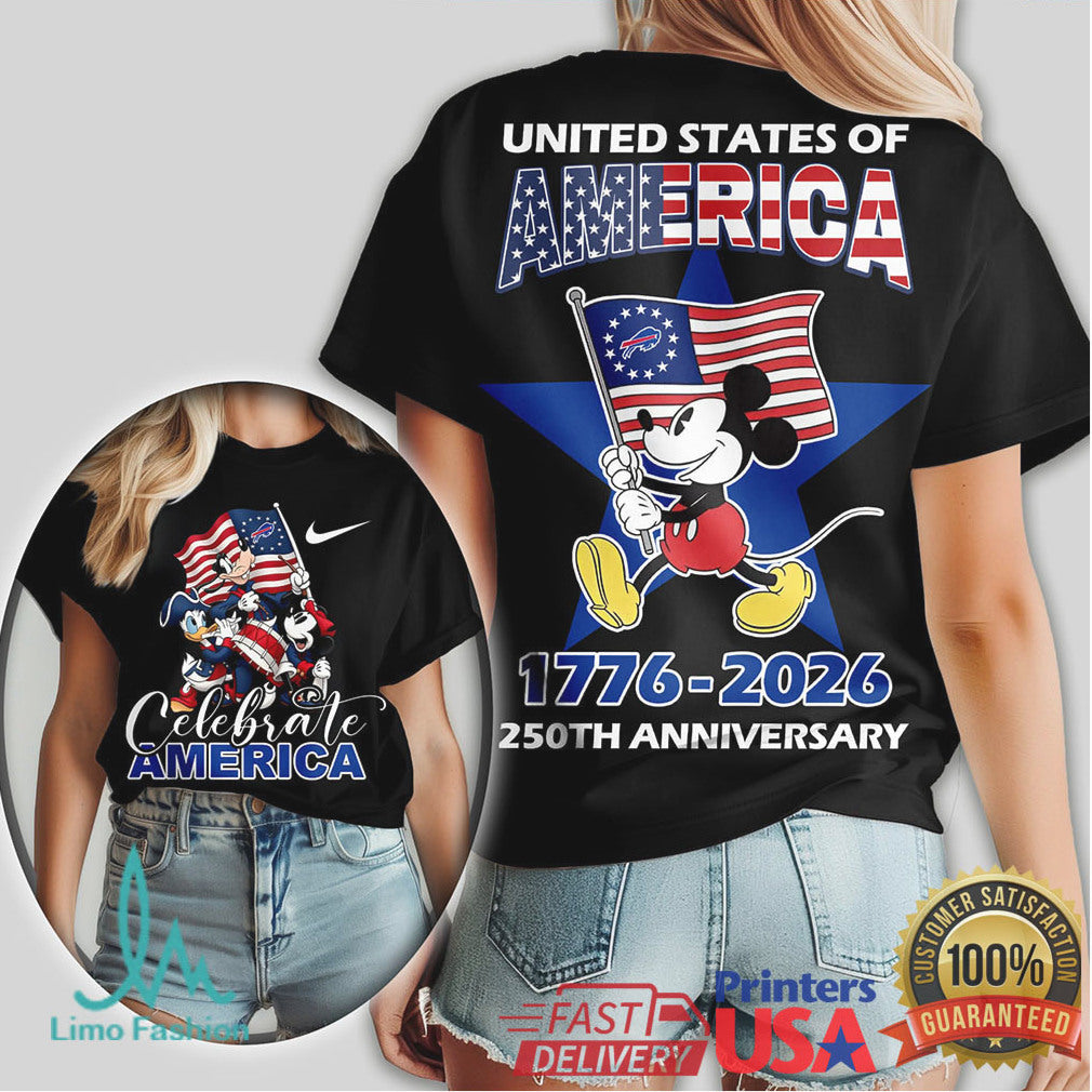 Mickey Mouse Buffalo Bills Celebrate America 1776 2026 250th Anniversary T Shirt - Limotees LLC