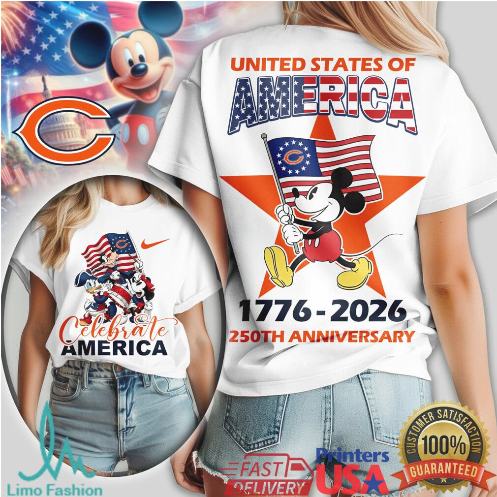 Mickey Mouse Chicago Bears 1776 2026 Celebrate America 250th Anniversary T Shirt - Limotees LLC