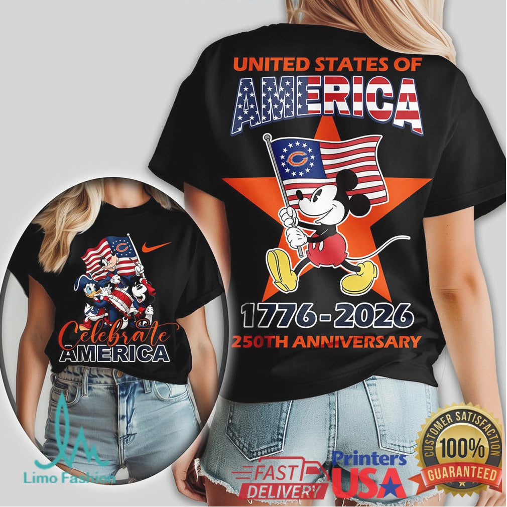 Mickey Mouse Chicago Bears 1776 2026 Celebrate America 250th Anniversary T Shirt - Limotees LLC