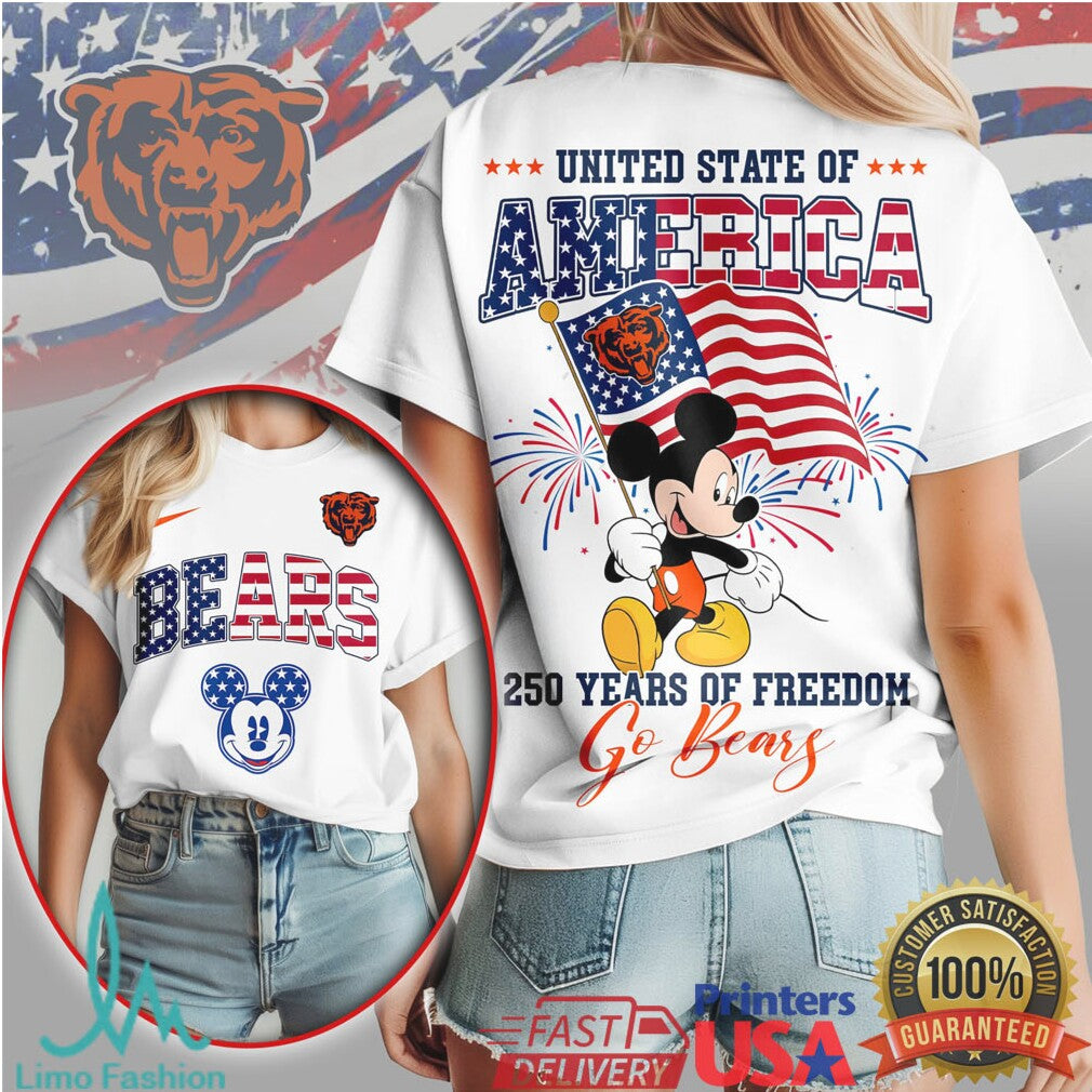 Mickey Mouse Chicago Bears 250 Years of Freedom United State of America T Shirt - Limotees LLC