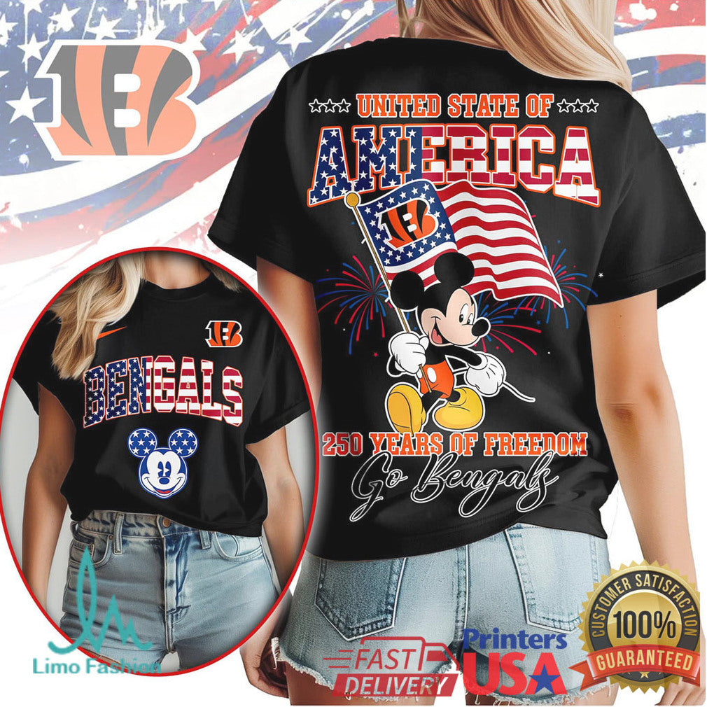 Mickey Mouse Cincinnati Bengals 250 Years of Freedom United State of America T Shirt