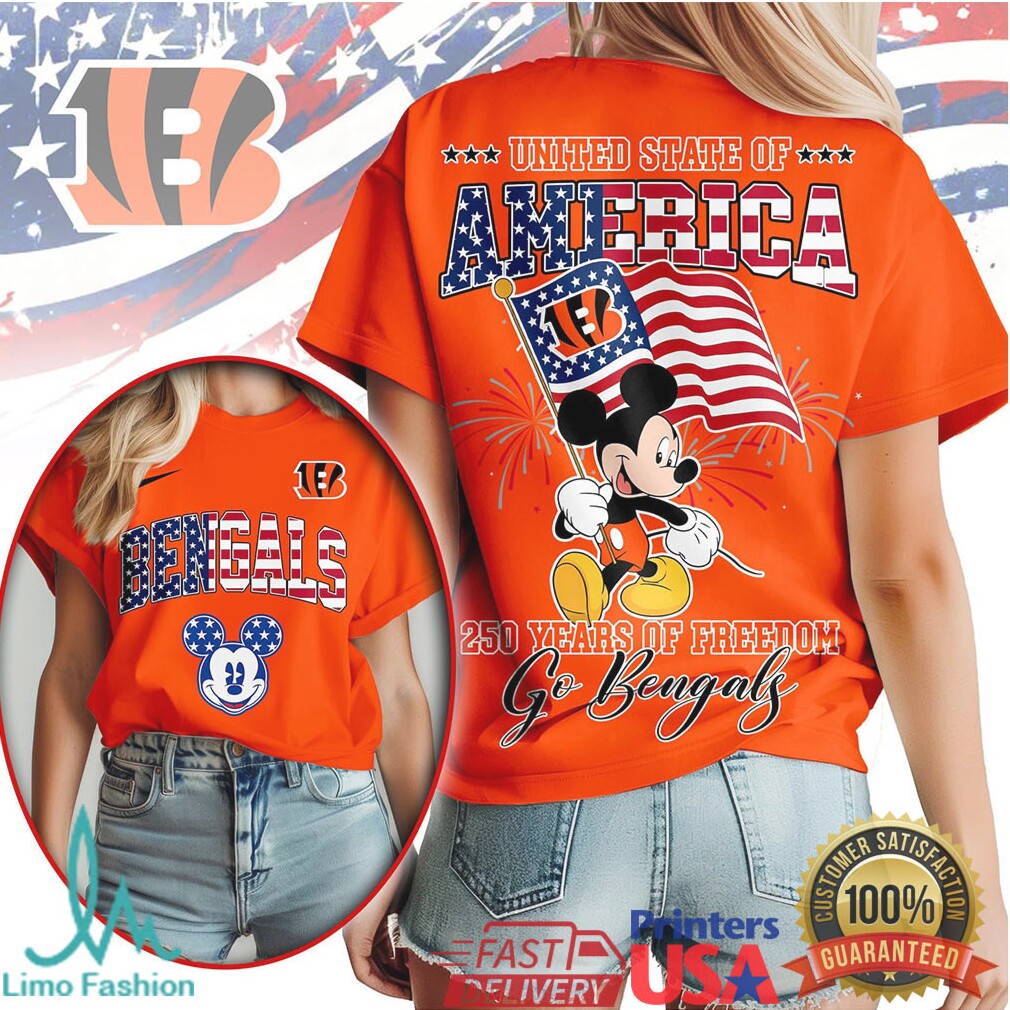 Mickey Mouse Cincinnati Bengals 250 Years of Freedom United State of America T Shirt