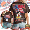 Mickey Mouse Cleveland Browns 250 Years Of Freedom Patriotic USA T Shirt - Limotees LLC